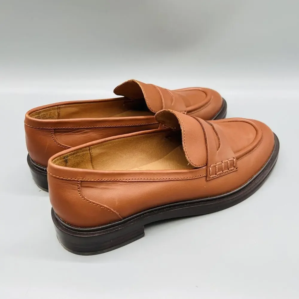 Madewell Shoes Womens 9 Brown Leather Vernon Penny Loafer Flats Slip On Casual